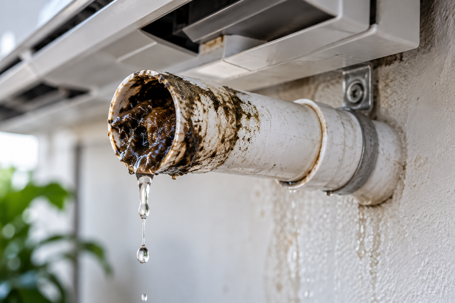 Blocked AC drain pipe