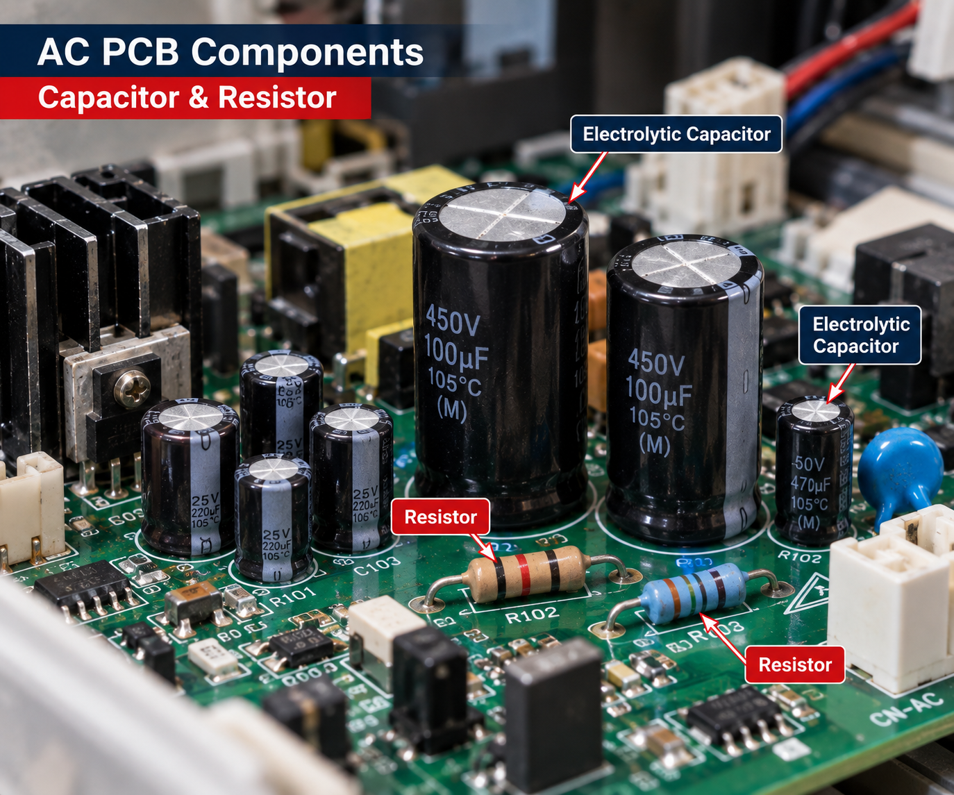 AC PCB capacitor and resistor