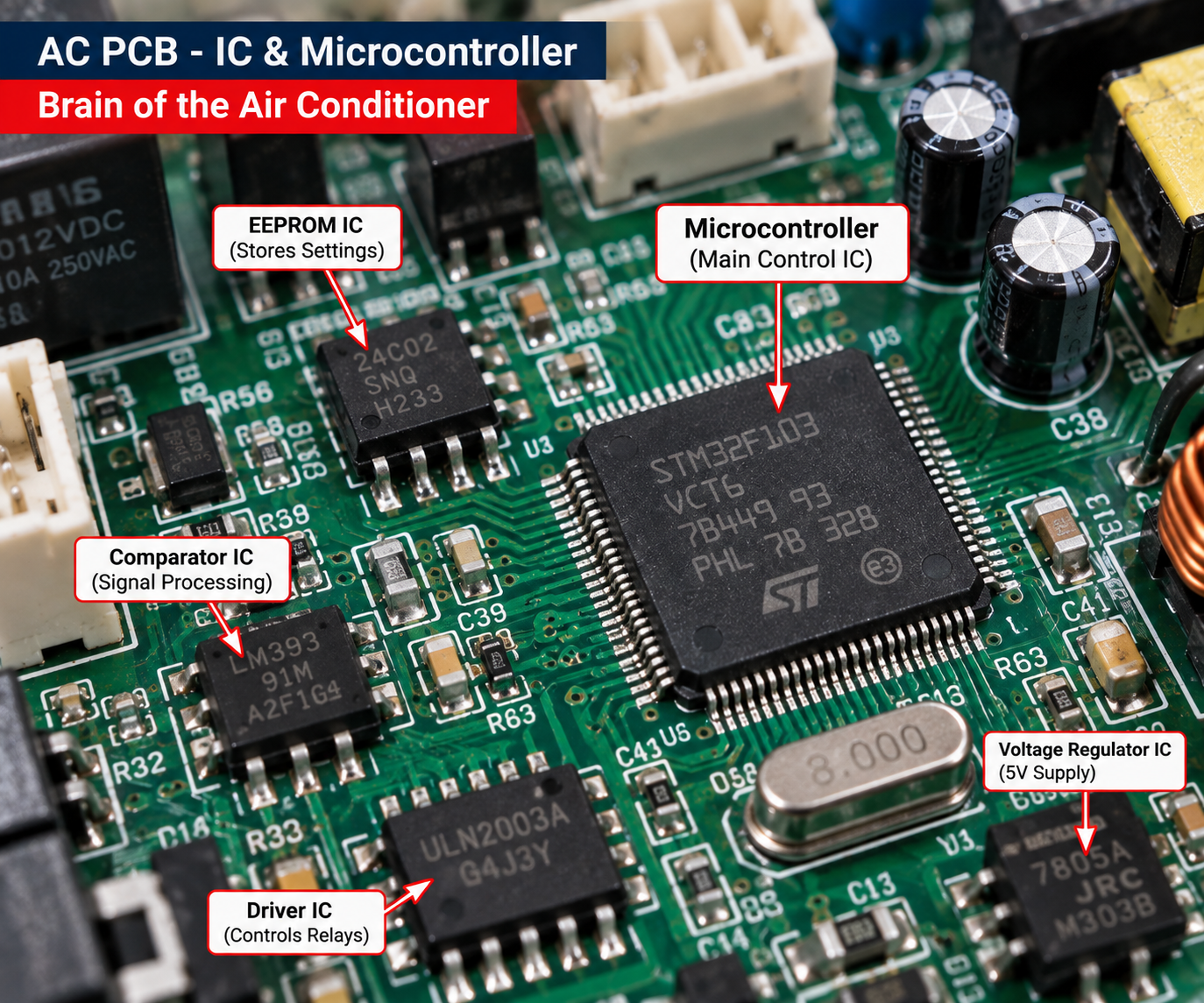 AC PCB IC and microcontroller