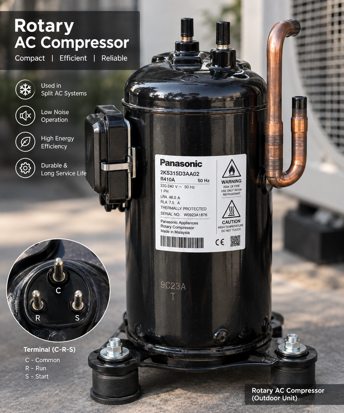 Rotary AC compressor