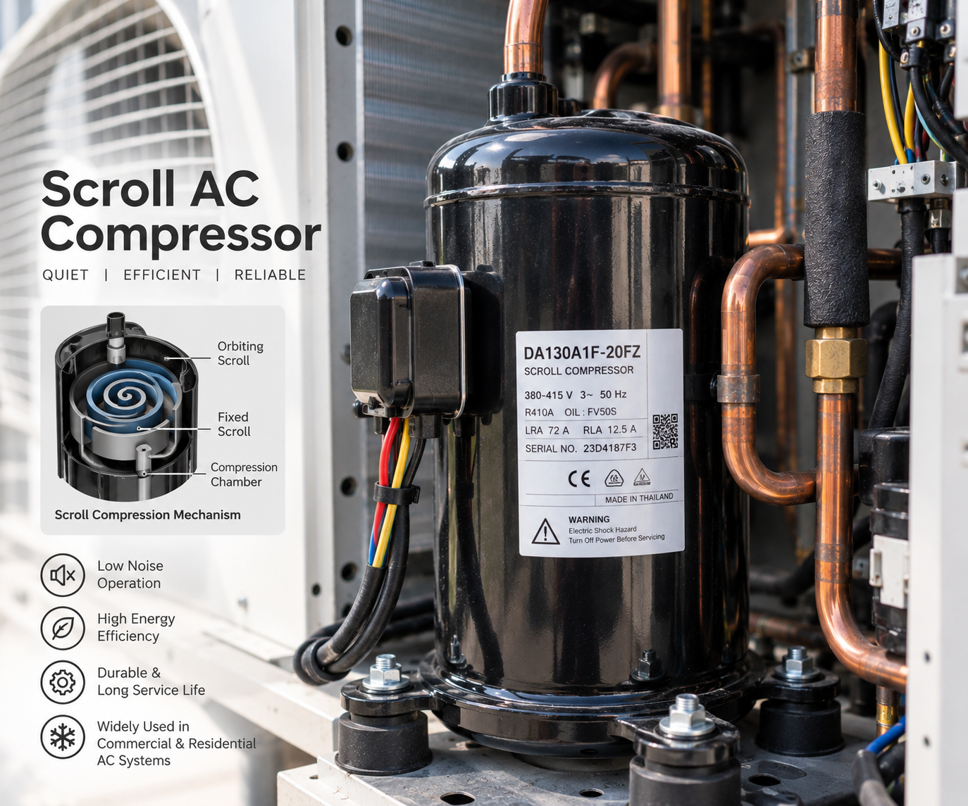 Scroll AC compressor