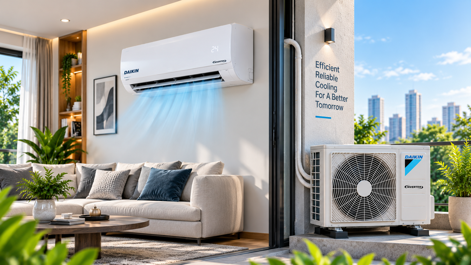 Split AC indoor and outdoor unit installation