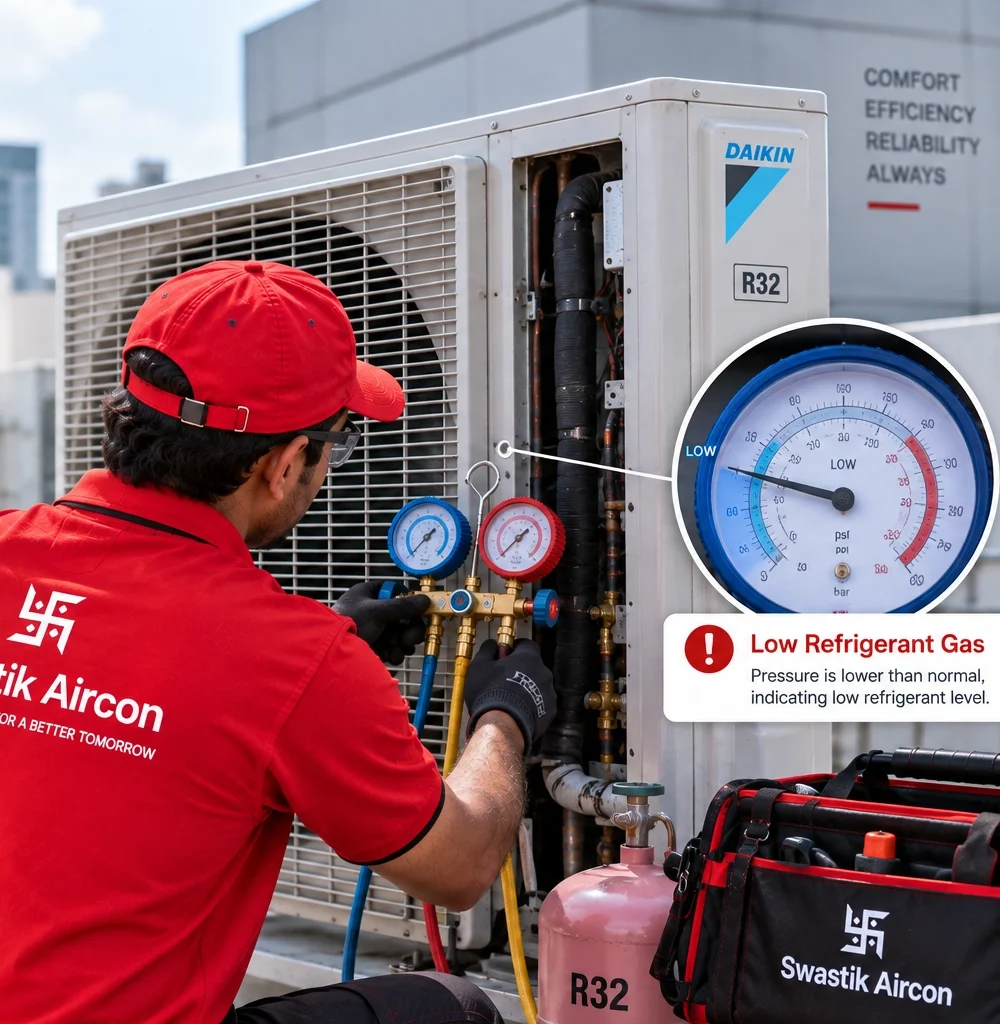 AC with low refrigerant gas