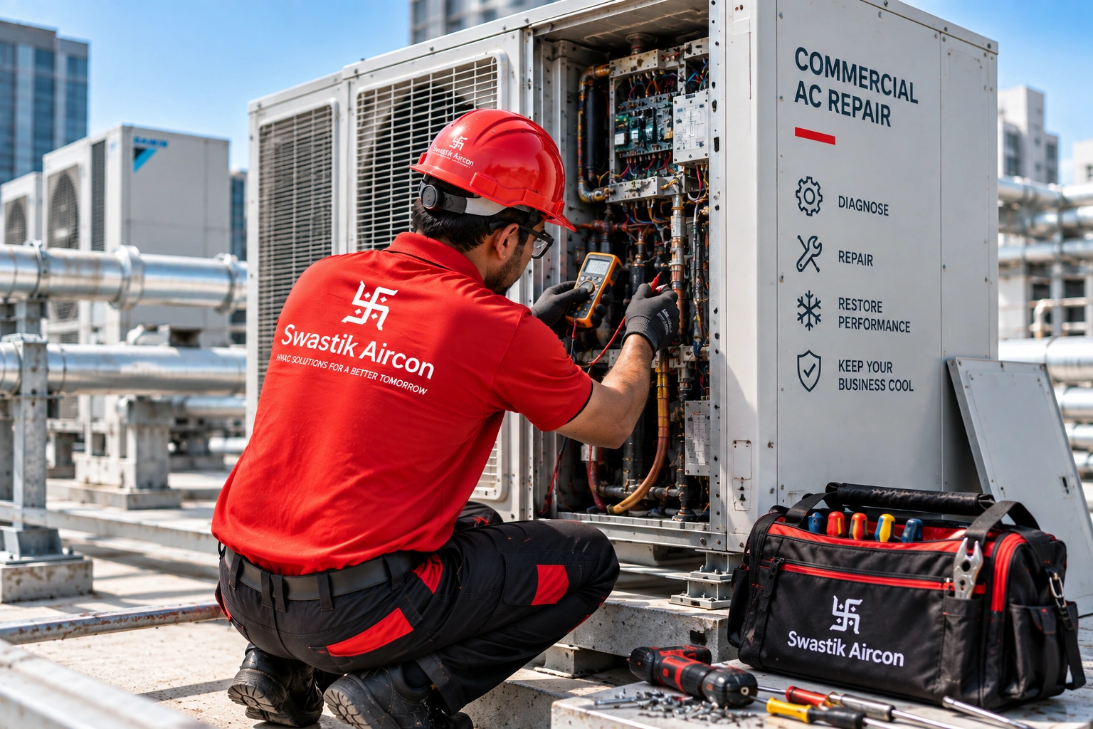 Commercial AC repair technician