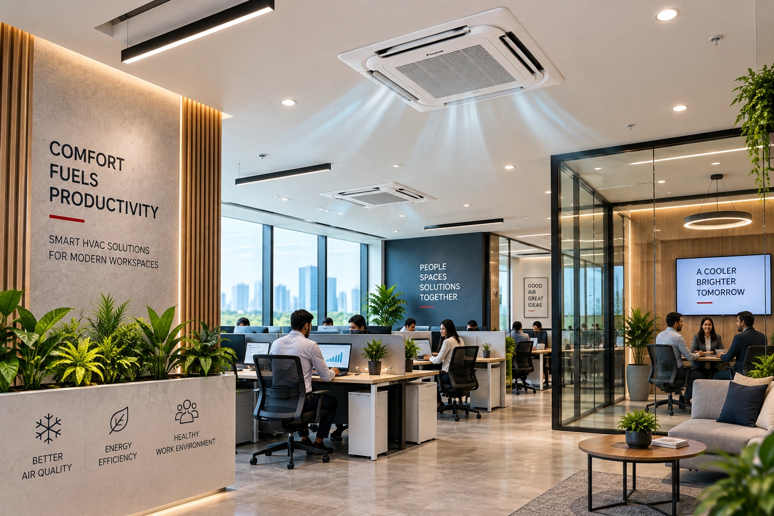 Commercial office with ceiling cassette AC