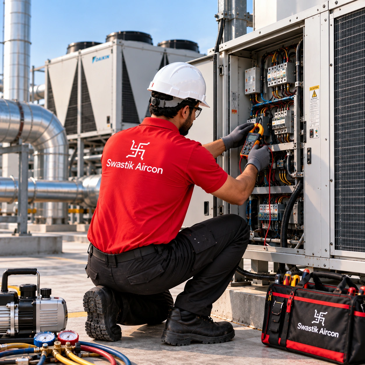 Industrial HVAC maintenance technician